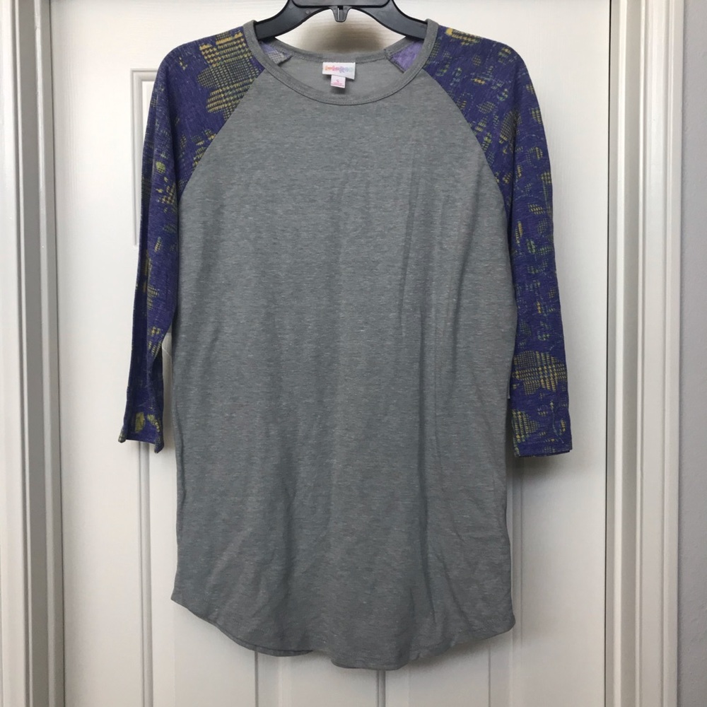 Lularoe Randy Baseball Gray Purple Yellow Floral